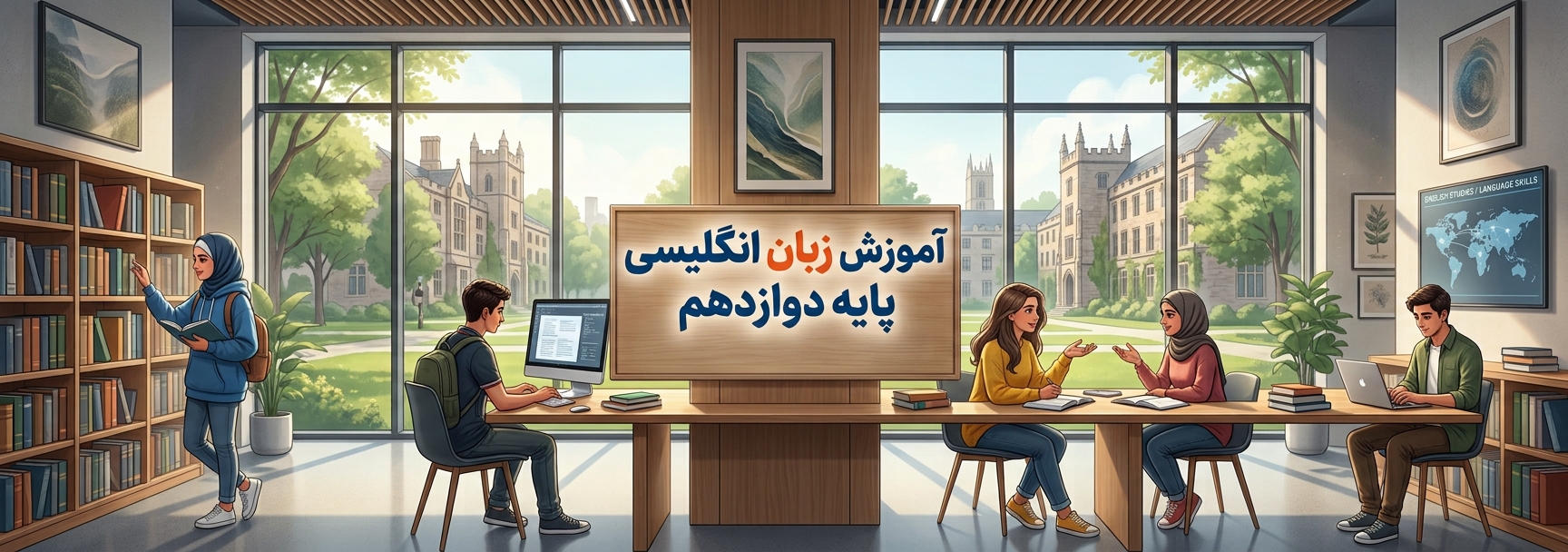 تصویر جلد دورهی آموزش زبان انگلیسی پایه دوازدهم